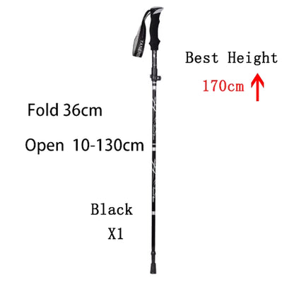 5-Section Outdoor Fold Trekking Pole Camping Portable Walking Hiking Stick for Nordic Elderly Telescopic Club Easy Put into Bag