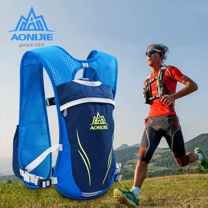 AONIJIE 2020 Running Marathon Hydration Nylon 5.5L Outdoor Running Bags Hiking Backpack Vest Marathon Cycling Backpack Green250G