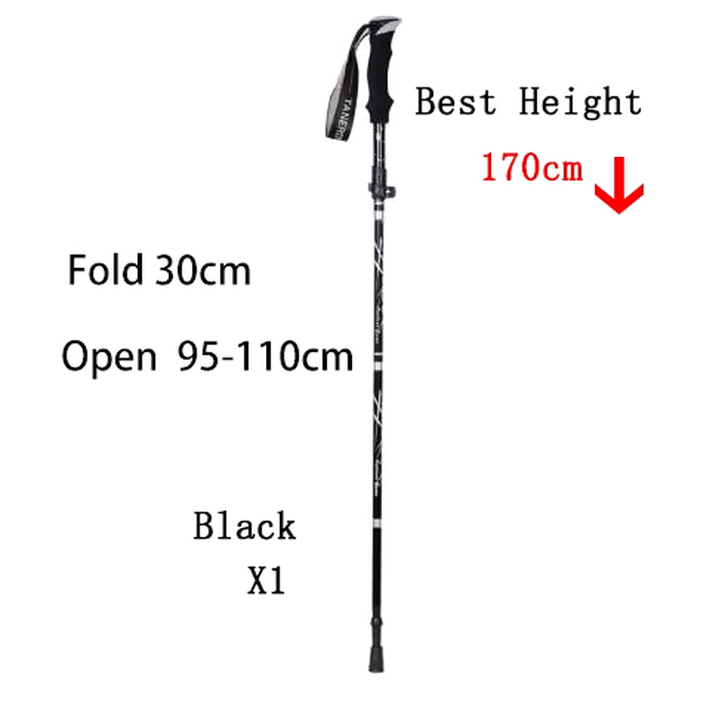 5-Section Outdoor Fold Trekking Pole Camping Portable Walking Hiking Stick for Nordic Elderly Telescopic Club Easy Put into Bag