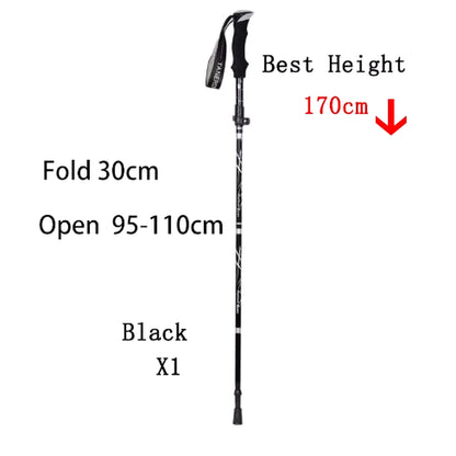 5-Section Outdoor Fold Trekking Pole Camping Portable Walking Hiking Stick for Nordic Elderly Telescopic Club Easy Put into Bag