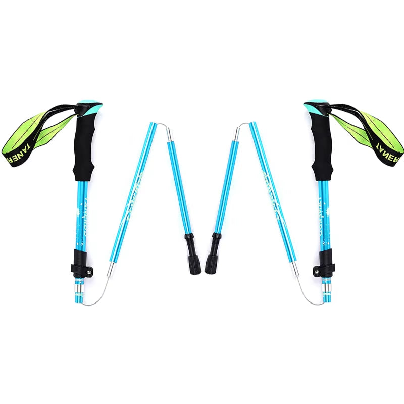 5-Section Outdoor Fold Trekking Pole Camping Portable Walking Hiking Stick for Nordic Elderly Telescopic Club Easy Put into Bag