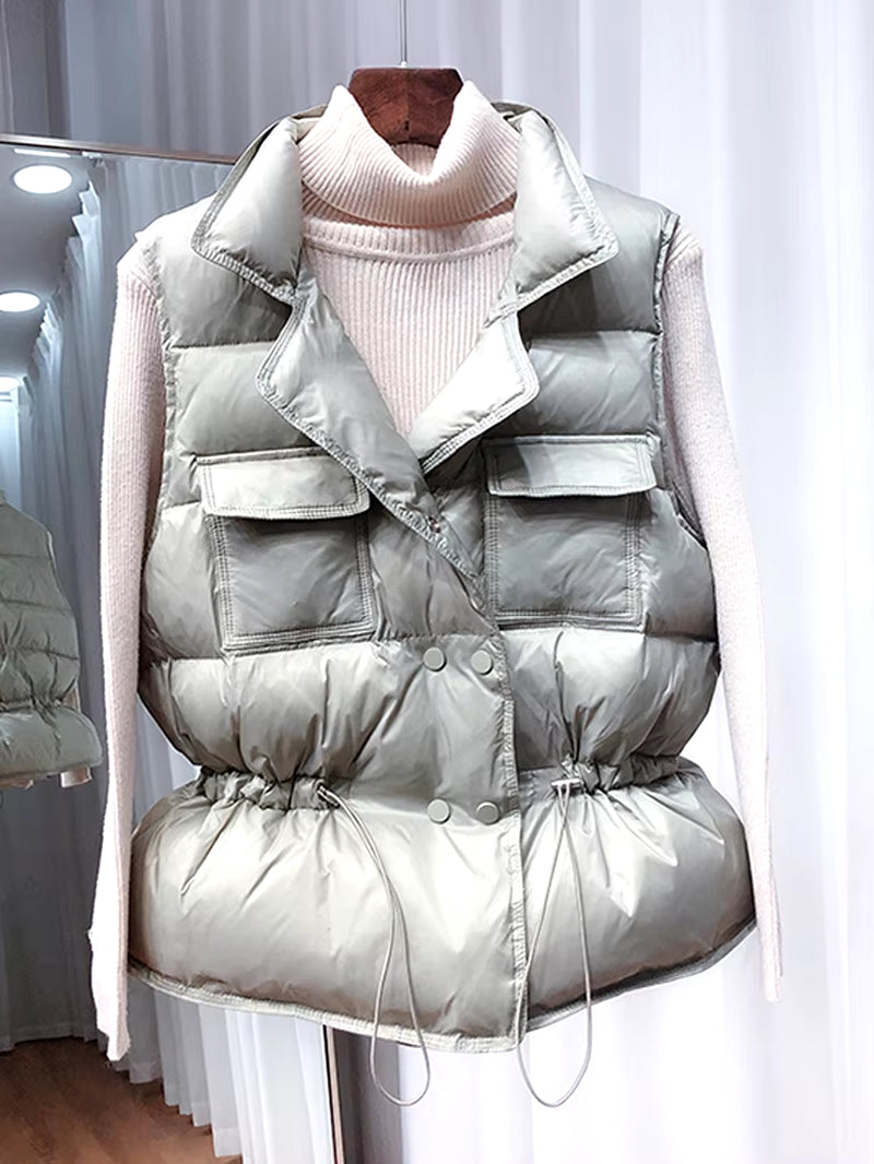 2024 New Ultra Light down Vest Women Short Vest Windproof Lightweight Warm Waistcoat Female White Duck down down Coat Sleeveless