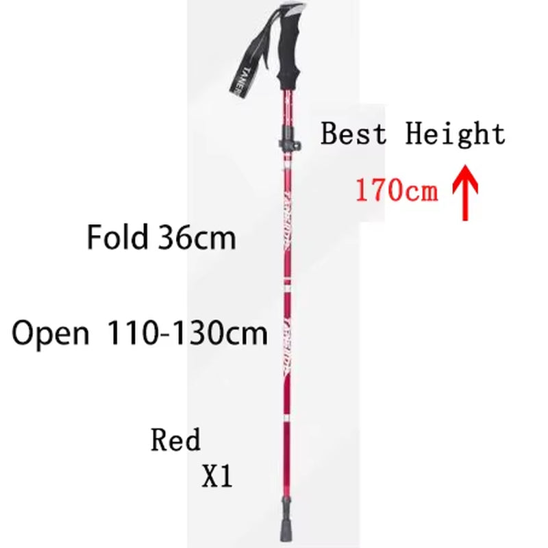 5-Section Outdoor Fold Trekking Pole Camping Portable Walking Hiking Stick for Nordic Elderly Telescopic Club Easy Put into Bag