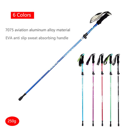 5-Section Outdoor Fold Trekking Pole Camping Portable Walking Hiking Stick for Nordic Elderly Telescopic Club Easy Put into Bag