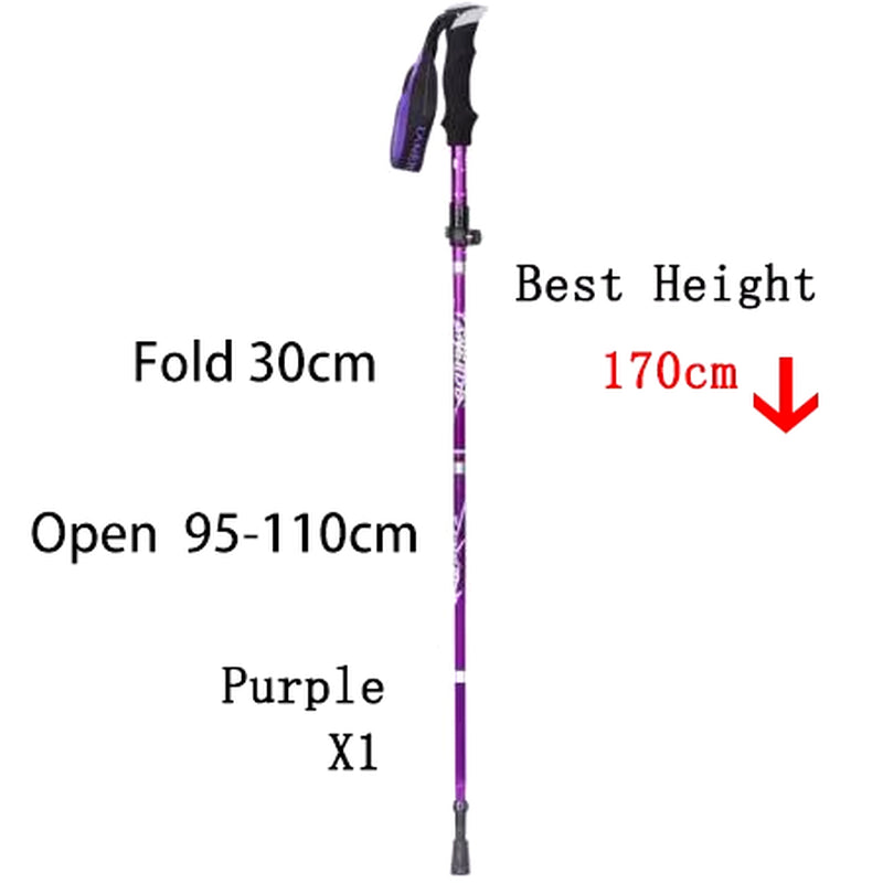 5-Section Outdoor Fold Trekking Pole Camping Portable Walking Hiking Stick for Nordic Elderly Telescopic Club Easy Put into Bag