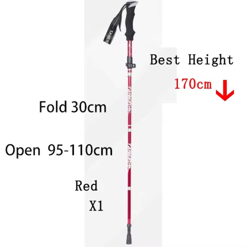 5-Section Outdoor Fold Trekking Pole Camping Portable Walking Hiking Stick for Nordic Elderly Telescopic Club Easy Put into Bag