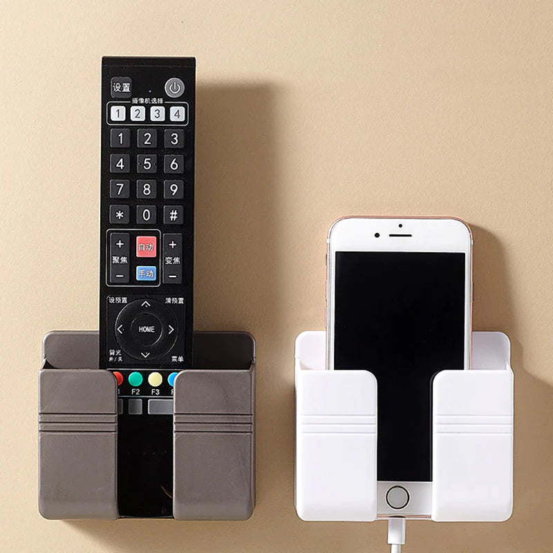 4/2/1Pcs Multifunction Punch Free Wall Mounted Storage Box Organizer TV Remote Control Mounted Mobile Phone Plug Charging Holder