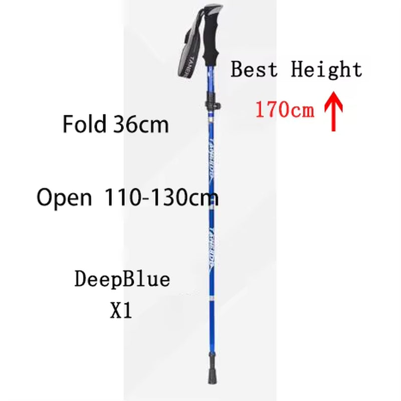 5-Section Outdoor Fold Trekking Pole Camping Portable Walking Hiking Stick for Nordic Elderly Telescopic Club Easy Put into Bag