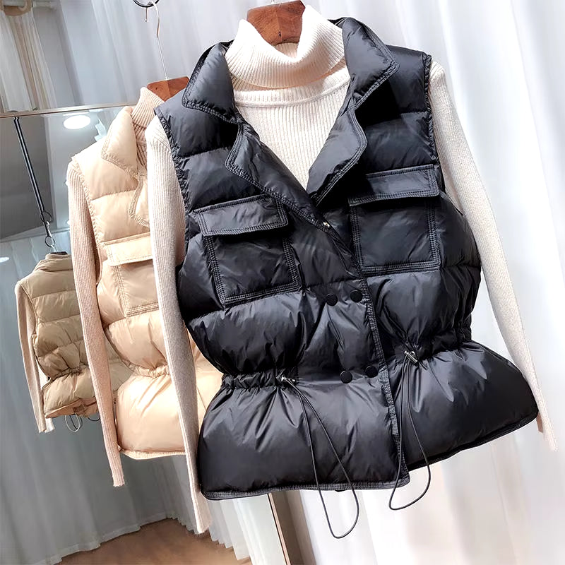 2024 New Ultra Light down Vest Women Short Vest Windproof Lightweight Warm Waistcoat Female White Duck down down Coat Sleeveless