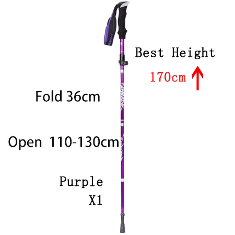 5-Section Outdoor Fold Trekking Pole Camping Portable Walking Hiking Stick for Nordic Elderly Telescopic Club Easy Put into Bag