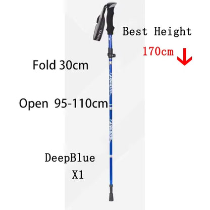 5-Section Outdoor Fold Trekking Pole Camping Portable Walking Hiking Stick for Nordic Elderly Telescopic Club Easy Put into Bag