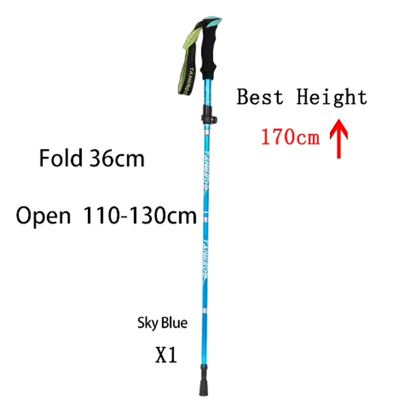 5-Section Outdoor Fold Trekking Pole Camping Portable Walking Hiking Stick for Nordic Elderly Telescopic Club Easy Put into Bag