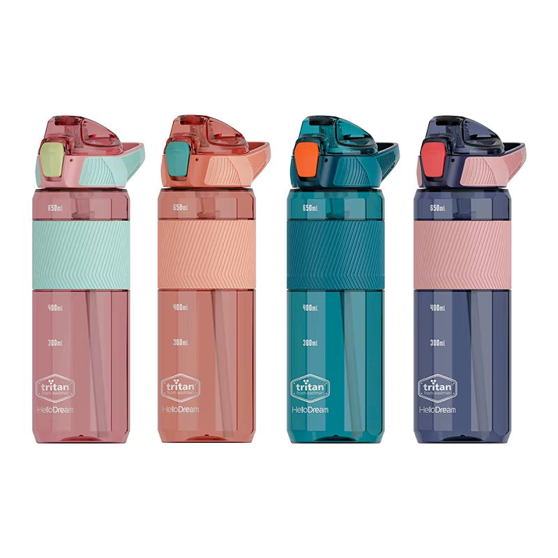 750Ml Tritan Material Water Bottle with Straw Eco-Friendly Durable Gym Fitness Outdoor Sport Shaker Drink Bottle