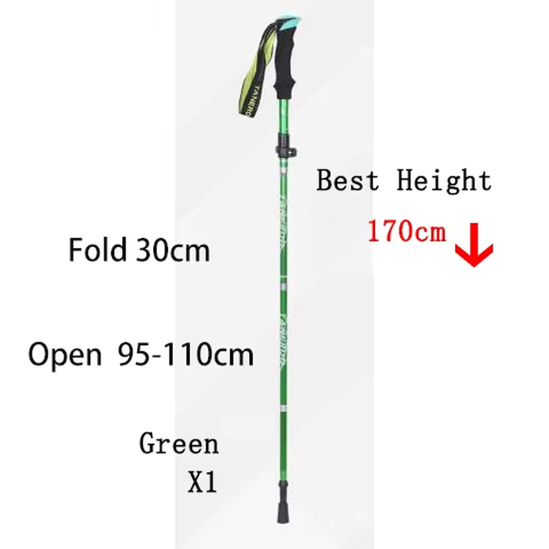 5-Section Outdoor Fold Trekking Pole Camping Portable Walking Hiking Stick for Nordic Elderly Telescopic Club Easy Put into Bag