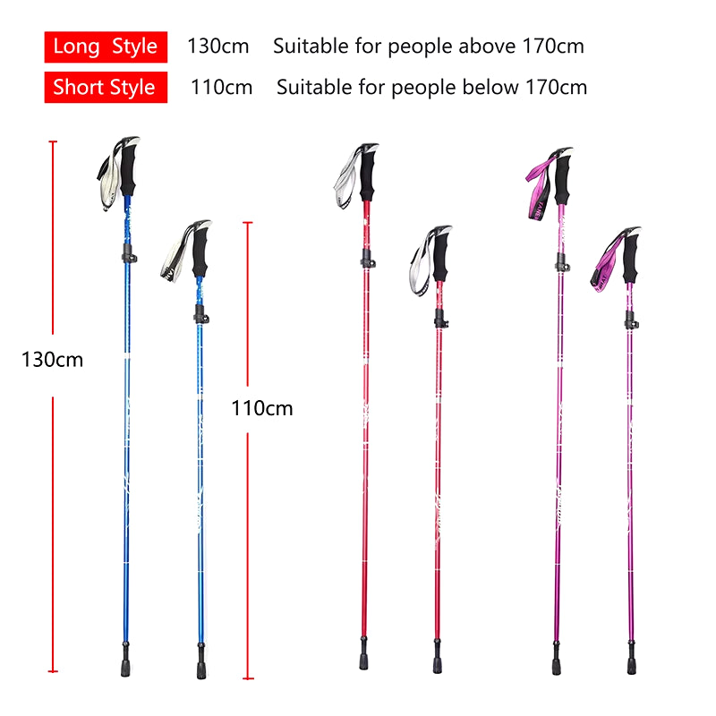 5-Section Outdoor Fold Trekking Pole Camping Portable Walking Hiking Stick for Nordic Elderly Telescopic Club Easy Put into Bag