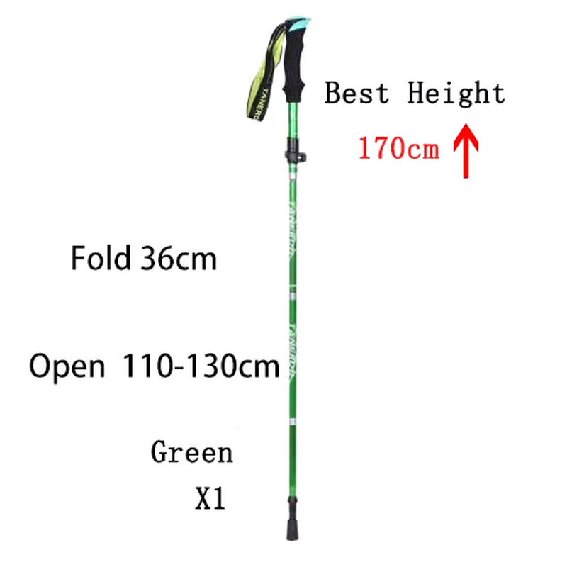 5-Section Outdoor Fold Trekking Pole Camping Portable Walking Hiking Stick for Nordic Elderly Telescopic Club Easy Put into Bag